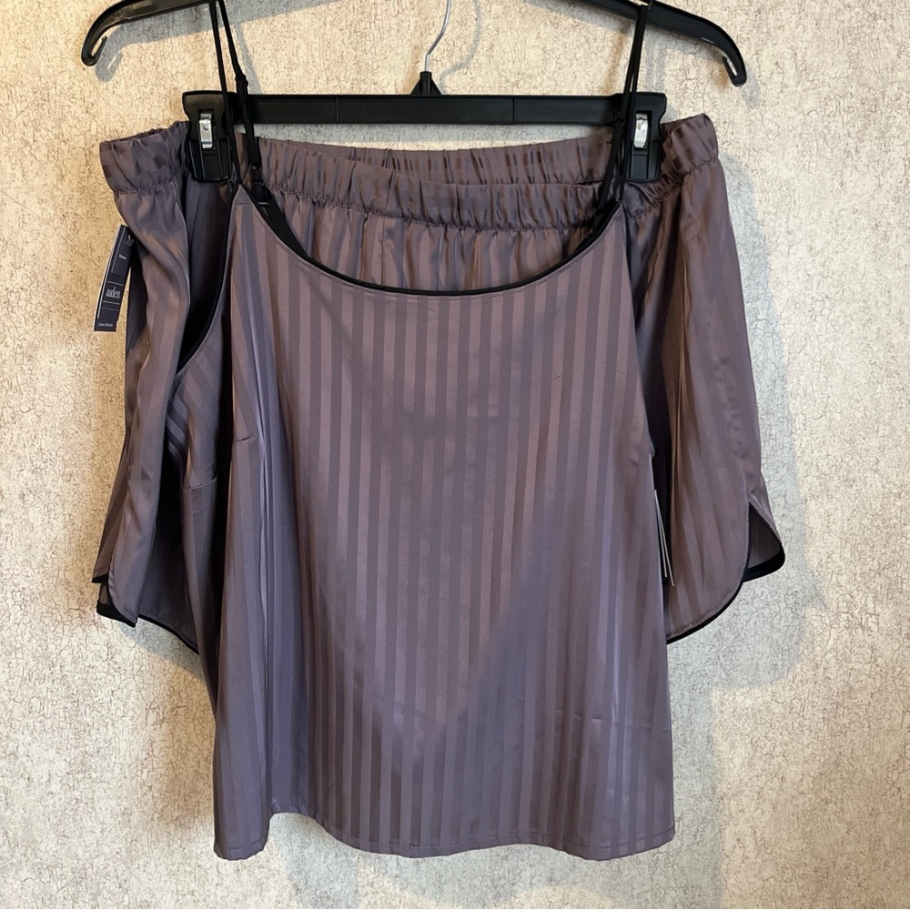 Auden Striped Satin Sleep Set — Purple
